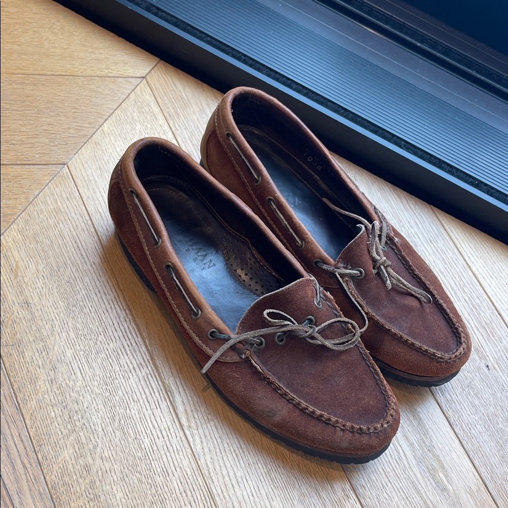 Vintage Cole Haan Brown Suede Laced Loafers 9M Driving Mocs